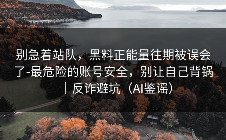 别急着站队，黑料正能量往期被误会了-最危险的账号安全，别让自己背锅｜反诈避坑（AI鉴谣）
