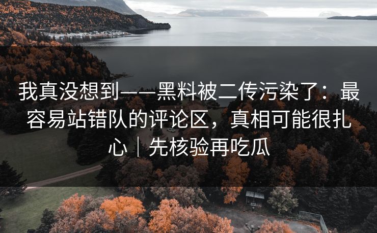 我真没想到——黑料被二传污染了:最容易站错队的评论区,真相可能很扎心|先核验再吃瓜 我真没想到——黑料被二传污染了:最容易站错队的评论区,真相可能很扎心|先核验再吃瓜