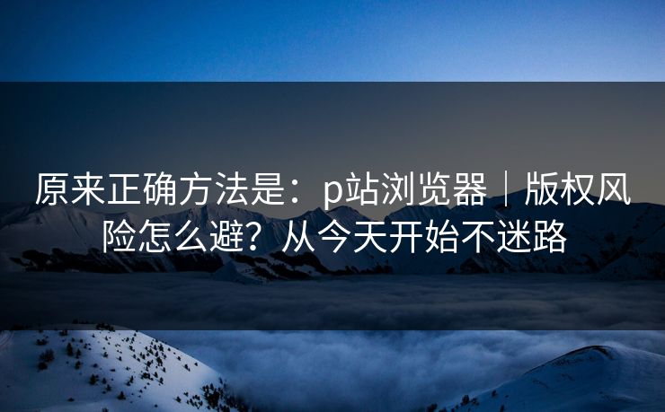 原来正确方法是：p站浏览器｜版权风险怎么避？从今天开始不迷路