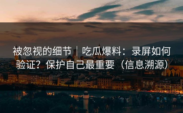 被忽视的细节｜吃瓜爆料：录屏如何验证？保护自己最重要（信息溯源）