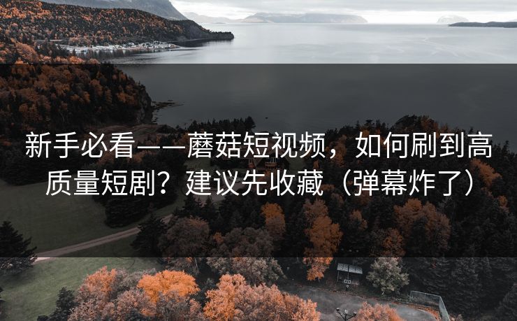 新手必看——蘑菇短视频，如何刷到高质量短剧？建议先收藏（弹幕炸了）