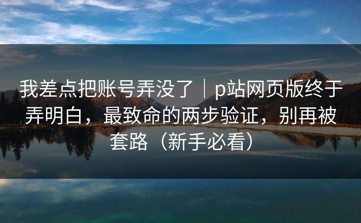 我差点把账号弄没了｜p站网页版终于弄明白，最致命的两步验证，别再被套路（新手必看）