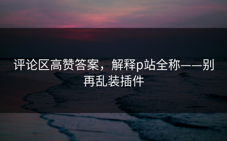 评论区高赞答案,解释p站全称——别再乱装插件 评论区高赞答案,解释p站全称——别再乱装插件