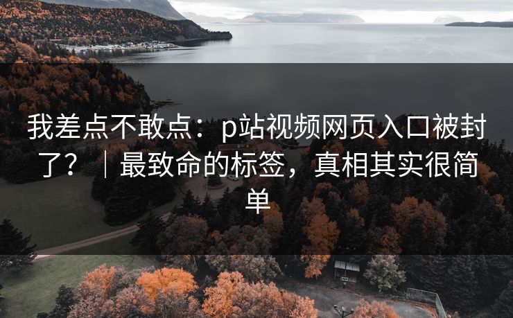 我差点不敢点：p站视频网页入口被封了？｜最致命的标签，真相其实很简单