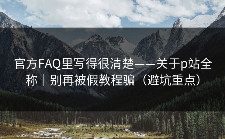 官方FAQ里写得很清楚——关于p站全称｜别再被假教程骗（避坑重点）