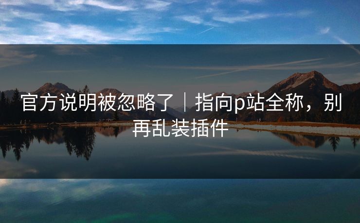 官方说明被忽略了｜指向p站全称，别再乱装插件