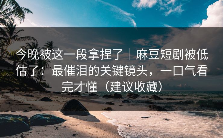 今晚被这一段拿捏了｜麻豆短剧被低估了：最催泪的关键镜头，一口气看完才懂（建议收藏）