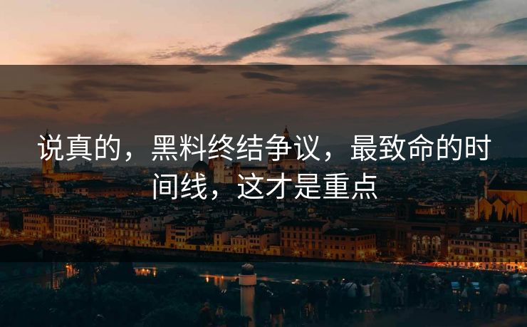 说真的，黑料终结争议，最致命的时间线，这才是重点
