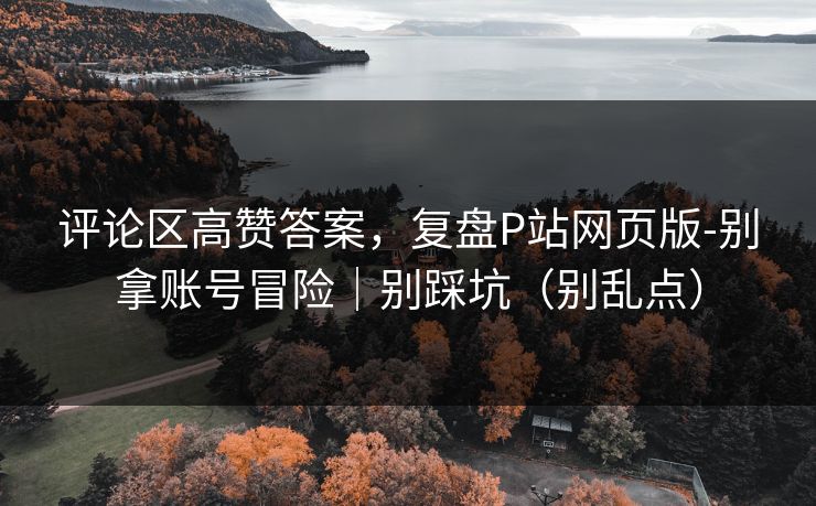 评论区高赞答案，复盘P站网页版-别拿账号冒险｜别踩坑（别乱点）