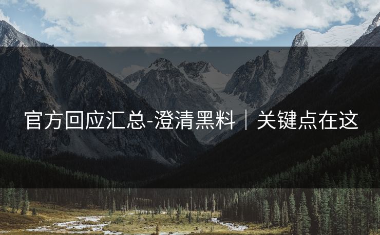 官方回应汇总-澄清黑料|关键点在这 官方回应汇总-澄清黑料|关键点在这