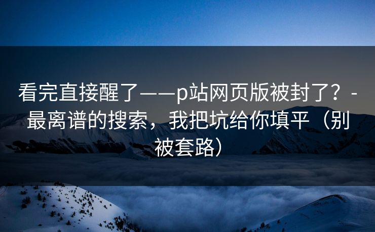 看完直接醒了——p站网页版被封了？-最离谱的搜索，我把坑给你填平（别被套路）