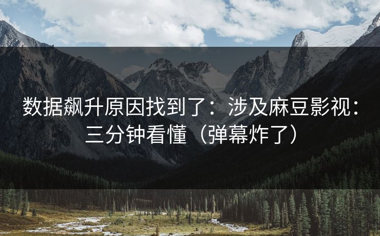 数据飙升原因找到了：涉及麻豆影视：三分钟看懂（弹幕炸了）
