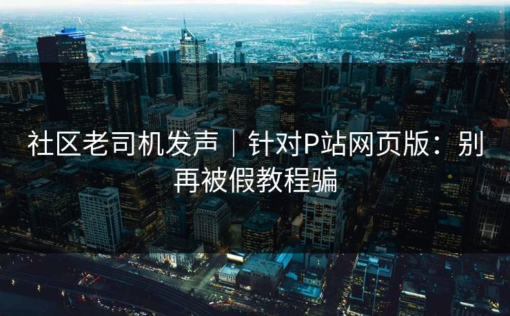 社区老司机发声｜针对P站网页版：别再被假教程骗