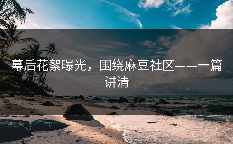 幕后花絮曝光，围绕麻豆社区——一篇讲清