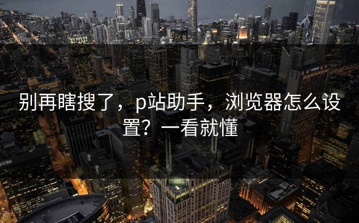 别再瞎搜了，p站助手，浏览器怎么设置？一看就懂